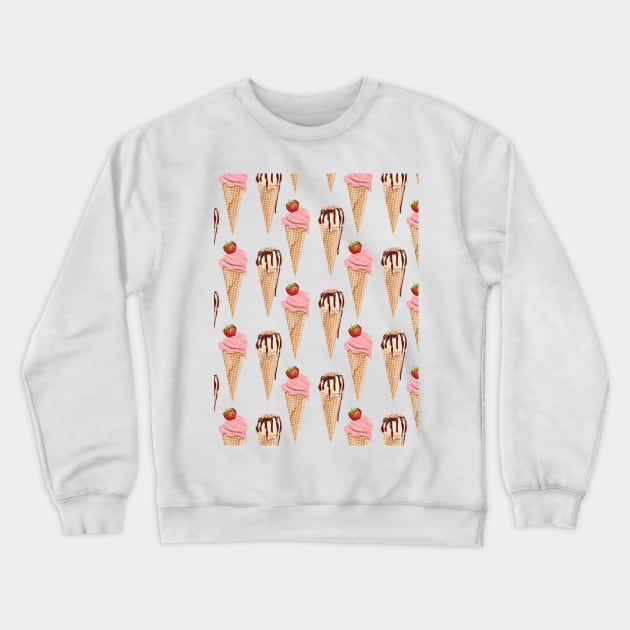 Ice Cream Cone Pattern Crewneck Sweatshirt by Designoholic